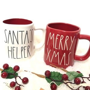 RARE Red “Merry Xmas” and “Santa’s Helper” mugs